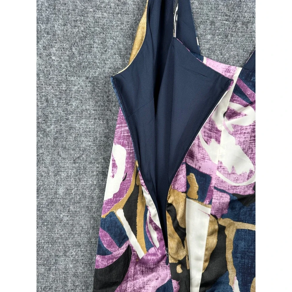 Banana Republic Floral Camisole Women L Purple Gold V-Neck Satin Side Zip Top - Picture 5 of 10